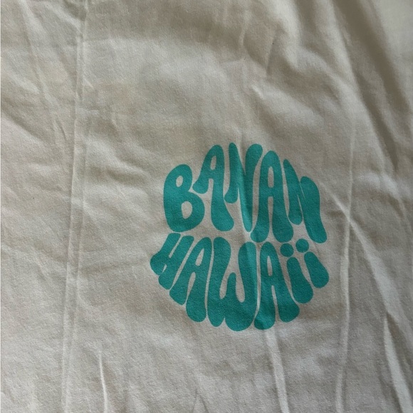 Banan Hawaii Party Wave T-shirt cream green size L 100% cotton soft - Picture 3 of 9